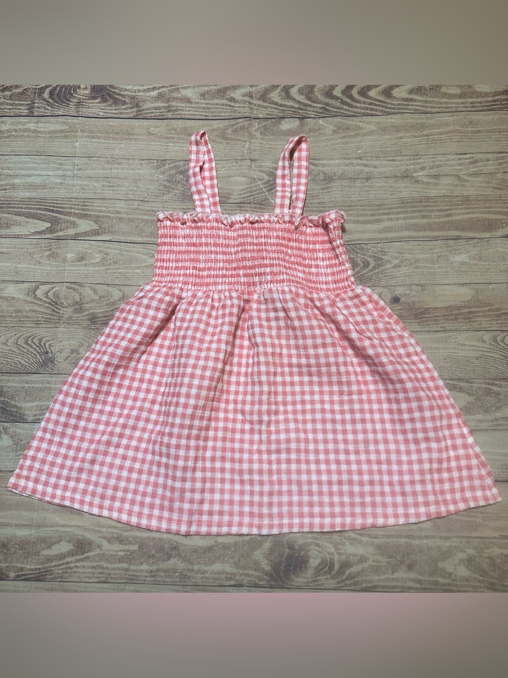 Girl’s Rabbit + Bear Organic Gingham Smocked Dress Size 6X